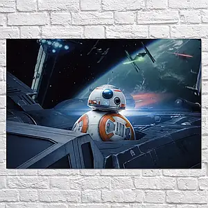 Плакат "Зоряні Війни, дроїд BB-8 у винищувачі, Star Wars", 40×60см