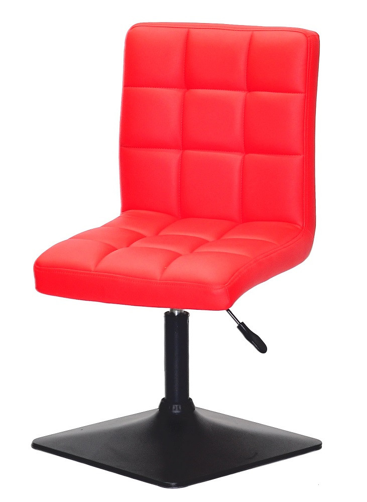 Стілець на квадратній чорній опорі з регулюванням висоти Augusto 4-BK-Base червоний 1007 шкірозамінник, фото 1