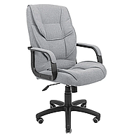Офисное мягкое кресло руководителя Фокси,черный кожзам на колесах с подлокотниками Пластик Рич М1,ткань