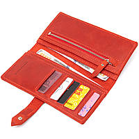 Кожаное винтажное женское портмоне GRANDE PELLE 11470 Красный хорошее качество