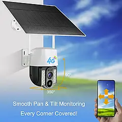 Камера відеоспостереження IP бездротова 4G автономна, акумуляторна із сонячною панеллю PTZ (V380РRO) 2 MP.