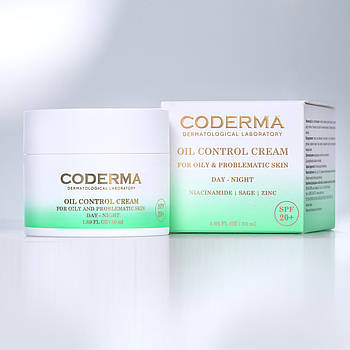 Крем матуючий для жирної та проблемної шкіри день/ніч CODERMA,50мл