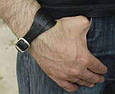 Широкий браслет-манжета із натуральної шкіри ручної роботи, фото 5