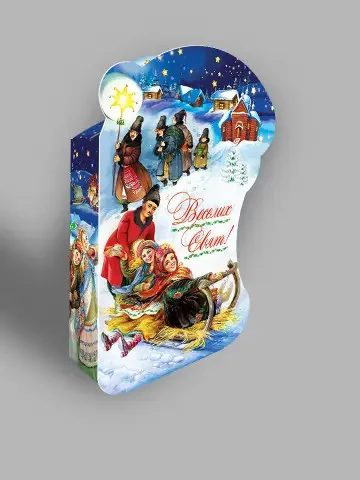 Новорічна коробка,, 600 гр, Картонна упаковка для цукерок, Дніпро