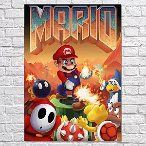 Плакат "Дум, Супер Маріо, Doom vs SuperMario", 60×43см