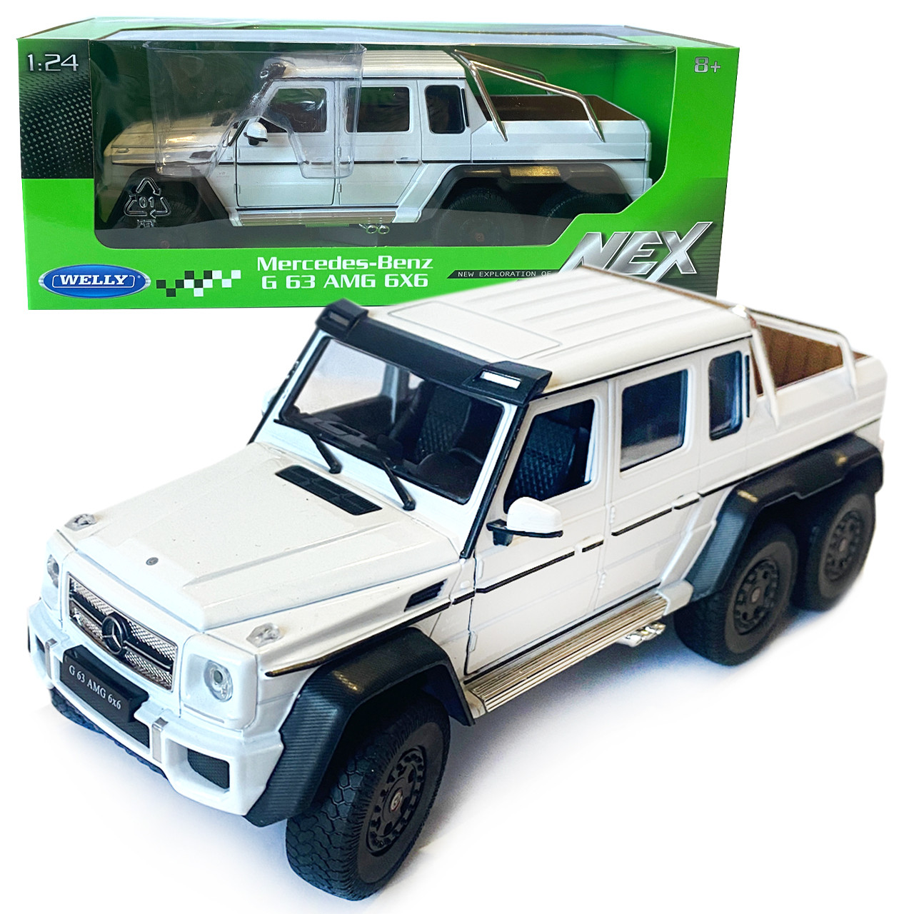 Іграшкова машинка металева WELLY 1:24 MERCEDES-BENZ G63 AMG 6X6, біла, 23.5*8*8.5см (24061W), фото 1