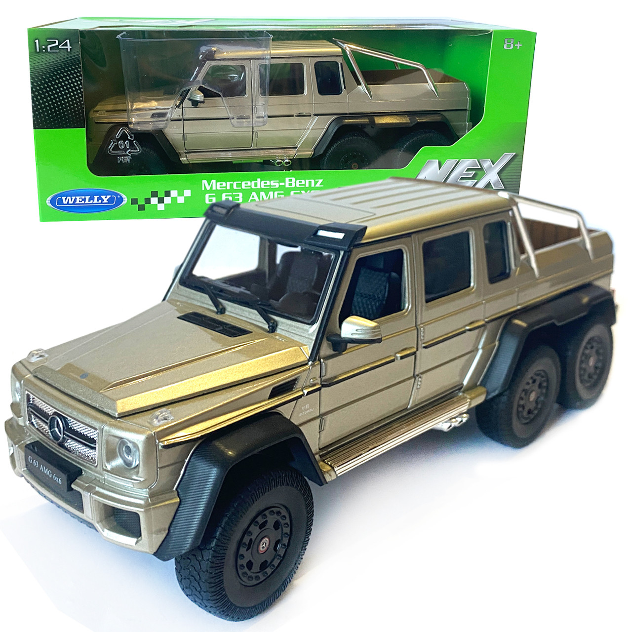 Іграшкова машинка металева WELLY 1:24 MERCEDES-BENZ G63 AMG 6X6, бронза, 23.5*8*8.5см (24061W), фото 1