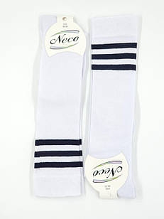 Жіночі гольфи демісезонні  Neco  до коліна темно-синіми смужками розмір 36-40 білі 6 пар/уп