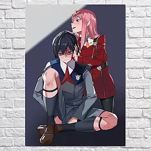 Плакат "Коханий у Франксі, Хіро та Код 002, Darling in the Franxx", 60×43см