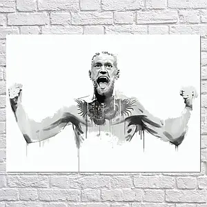 Плакат "Конор Макгрегор, стилізація, чорно-білий, Conor McGregor", 43×60см