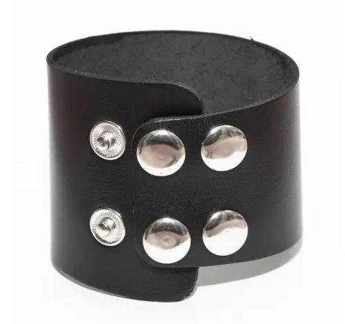 Чоловічий шкіряний браслет-манжета регулюється кнопками, фото 1