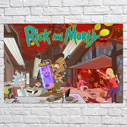 Плакат "Лабораторія Ріка, Rick and Morty", 40×60см, фото 2