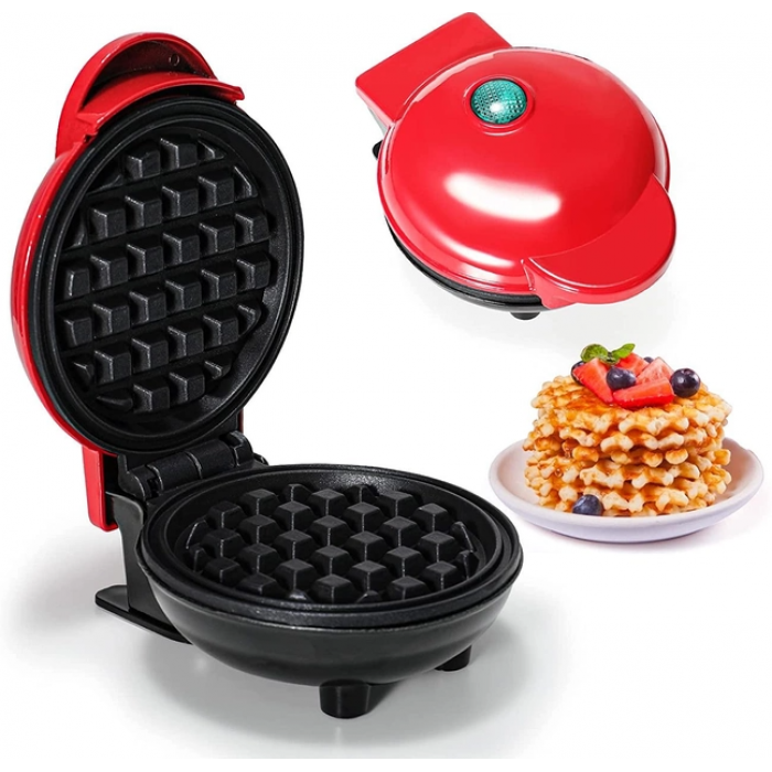 Електрична міні вафельниця Waffle Maker з антипригарним покриттям Червона, фото 1