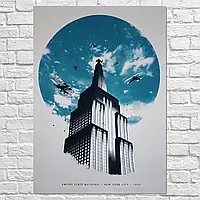 Плакат "Кінг-Конг на хмарочосі, Манхеттен, Нью-Йорк, King Kong, Empire State Building", 60×43см