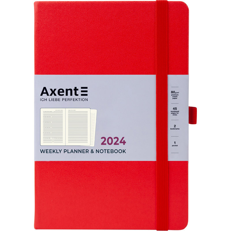 Щотижневик 2024 Axent Prime Strong 8507-24-05-A, 145x210 мм, червоний