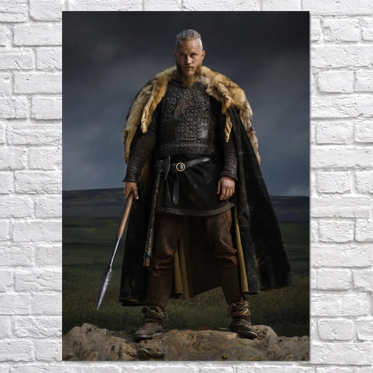 Плакат "Вікінги, Рагнар Сігурдссон з списом, Vikings", 60×43см
