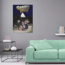 Плакат "Гравіті Фолз, персонажі на фоні гори, Gravity Falls", 60×43см, фото 2