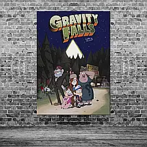 Плакат "Гравіті Фолз, персонажі на фоні гори, Gravity Falls", 60×43см, фото 3