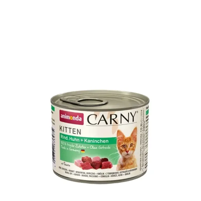 Вологий корм для котів Animonda Carny Kitten Beef, Chicken + Rabbit | 200 г (яловичина, курка та кролик)