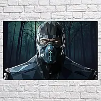 Плакат "Мортал Комбат, Саб-Зиро, арт в стиле low poly, Mortal Kombat, Sub-Zero", 37×60см