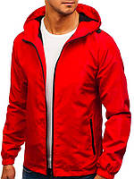 Ветровка мужская полиэстер водоотталкивающая красная осень весна, Куртка на молнии спортивная легкая F0024 M