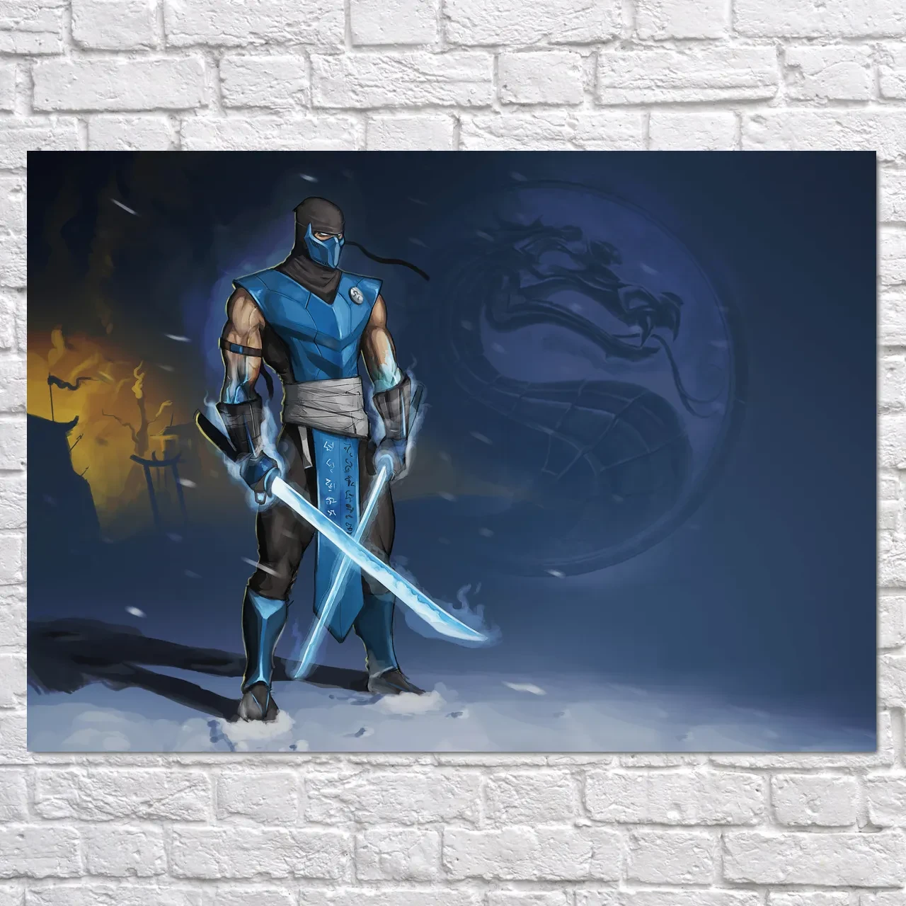 Плакат "Мортал Комбат, Саб-Зіро на снігу, Mortal Kombat, Sub-Zero", 43×60см