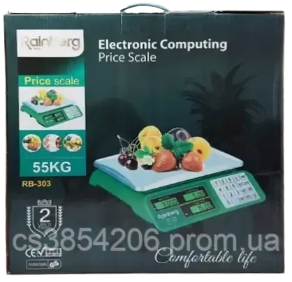 Торговые весы электронные для взвешивания продуктов до 55 кг настольные кухонные Rainberg RB-303 с памятью zin - фото 4 - id-p1946889932
