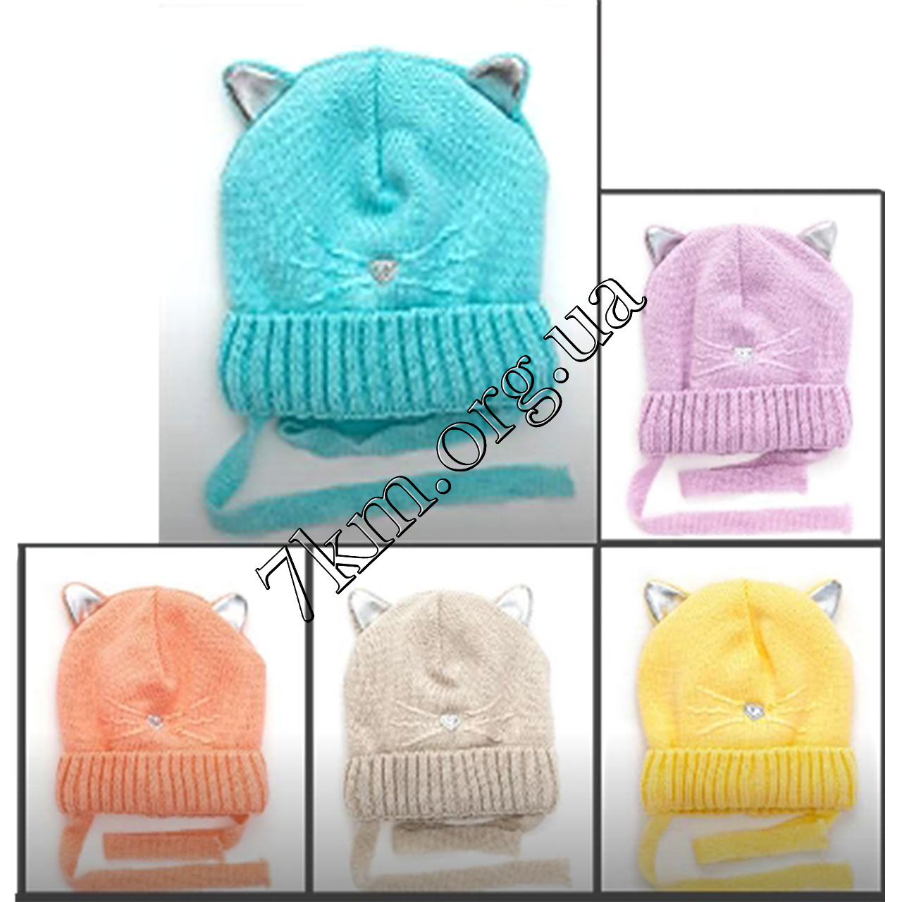Шапка дитяча Оптом в'язання +фліс для дівчаток 42-46 р.р. "Лисиця" D947, фото 1