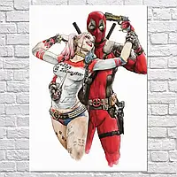 Плакат "Дэдпул и Харли Квинн, Deadpool and Harley Quinn", 60×43см