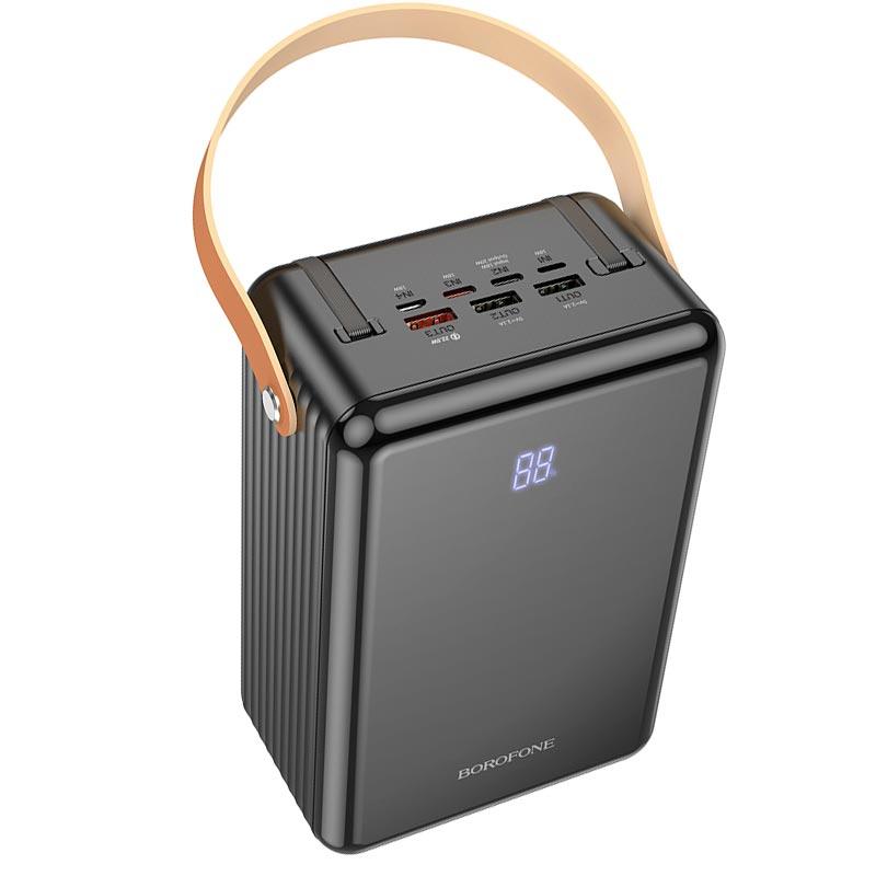 УМБ портативне зарядне Power Bank BOROFONE Terra BJ32 80000 mAh 3USB, 2Type-C, Lightning, QC, чорне, фото 1