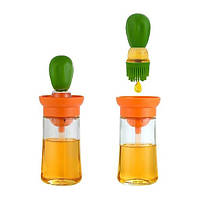 Диспенсер для олії та оцту Semi 180 мл із силіконовим пензлем, Orange/Green