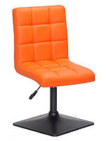 Стілець Augusto 4-BK-Base жовтогарячий 1012 шкірозамінник, на квадратній чорній опорі, з регулюванням висоти, фото 2