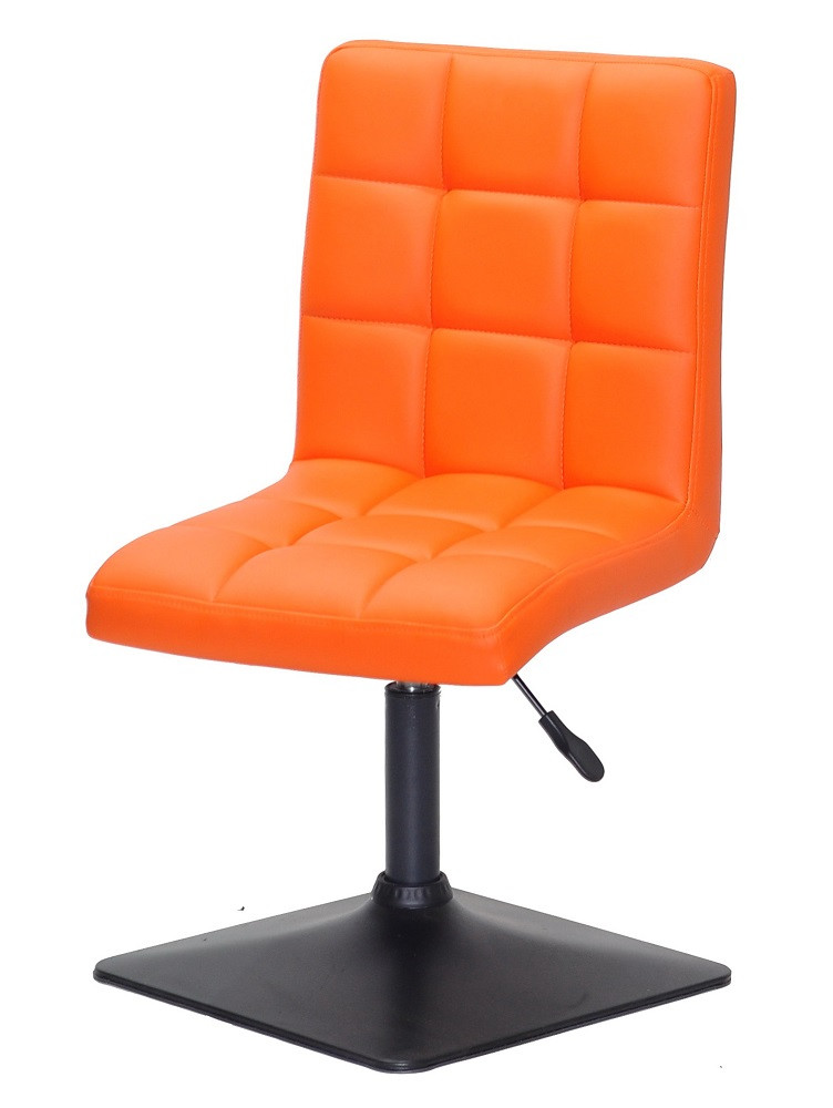 Стілець Augusto 4-BK-Base жовтогарячий 1012 шкірозамінник, на квадратній чорній опорі, з регулюванням висоти, фото 1