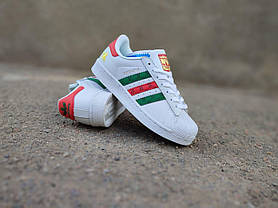 Кросівки ADIDAS SuperStar Gucci білі суперстар адідас з кольоровими вставками унісекс, фото 3