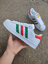 Кросівки ADIDAS SuperStar Gucci білі суперстар адідас з кольоровими вставками унісекс, фото 5