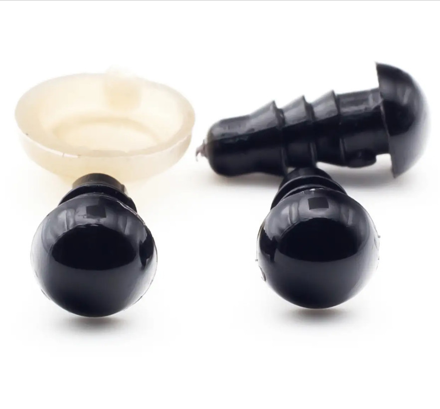 Очі "мушки" 6 мм + кріплення, чорний (10 шт)