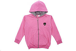 Кофта рожева на блискавці з капюшоном для дівчинки, двонитка, 11 років (146 зріст)