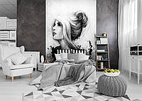 Современные флизелиновые фотообои на стену 184x254 см Черно-белый женский портрет (20842V4A) +клей