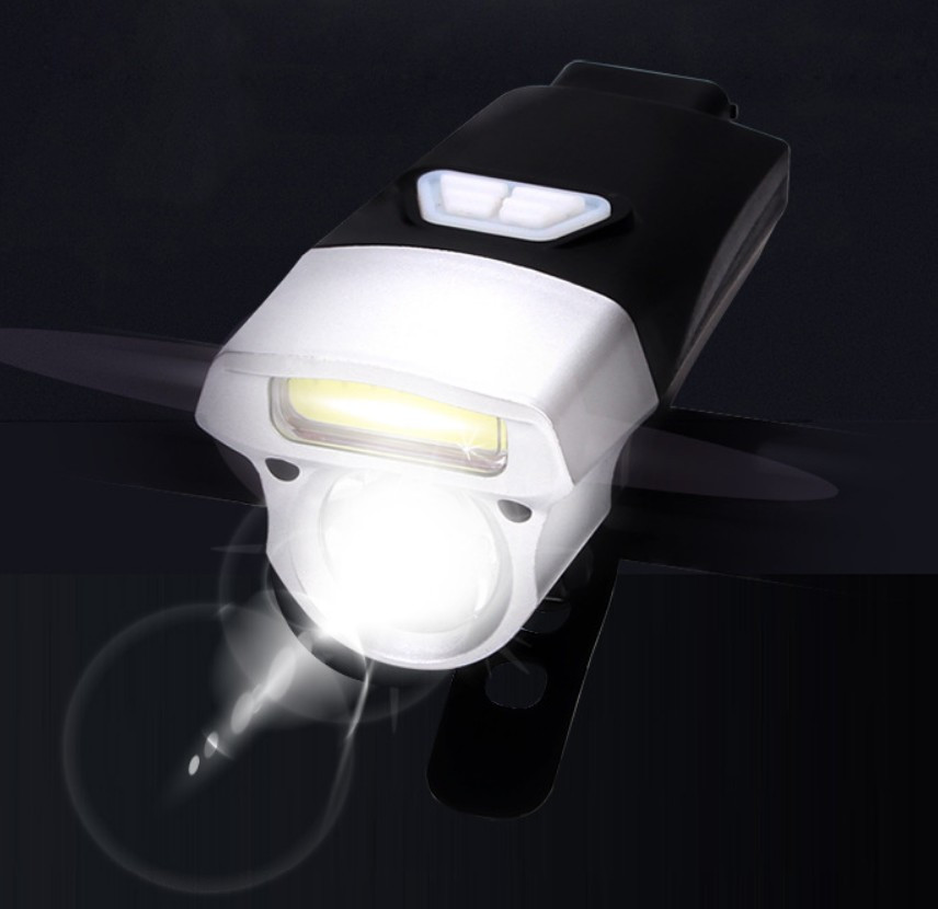 Велофара швидкознімна діодна 2-в-1: ближнє COB + дальнє коліматорне розсіяне світло, з акумулятором 3,7 В