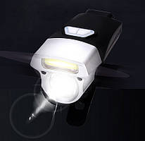 Велофара швидкознімна діодна 2-в-1: ближнє COB + дальнє коліматорне розсіяне світло, з акумулятором 3,7 В