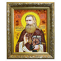 Икона "Исповедник Феодосий Станкевич" из янтаря 15х20 см