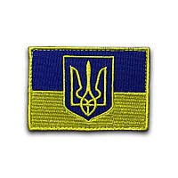 Шеврон Флаг Украины с трезубцем, на липучке. Размер: 7х5см