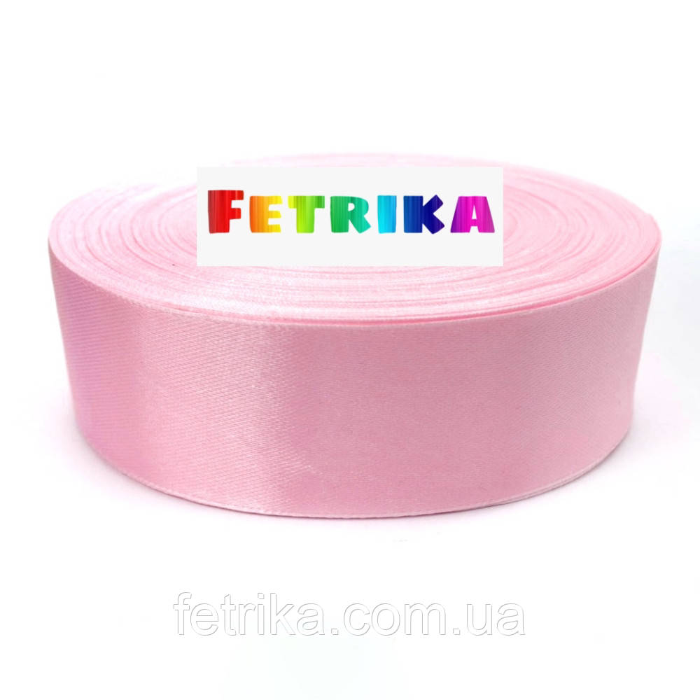 Стрічка атласна однотонна світло-рожева 2,5 см, фото 1