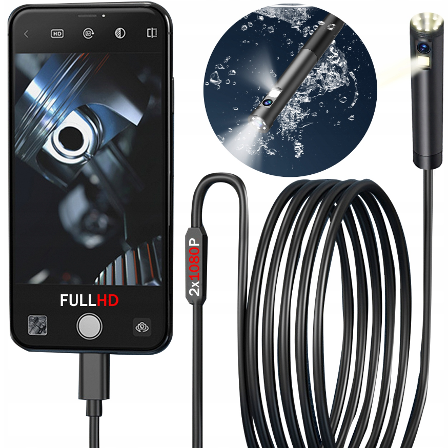 Цифровий ендоскоп 3M 7LED 2xFHD WIFI (Польша), фото 1