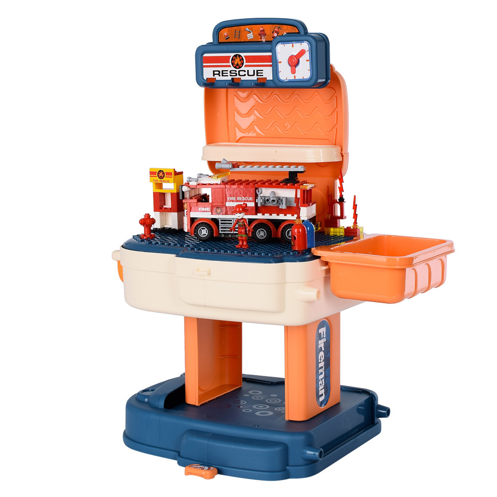Ігровий столик конструктор рюкзак (стійка, пожежна служба на 209 деталей) 8415 P, фото 1