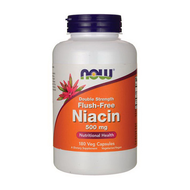Вітаміни Ніацин для спорту Flush-Free Niacin 500 mg Double Strength (180 veg caps), NOW