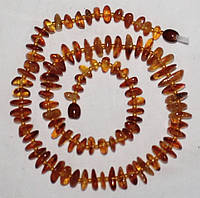 Ожерелье янтарь 45 см клык 7-13 мм натуральный шлифованный коричневый прозрачный