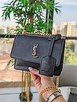 Женская сумка Yves Saint Laurent Ив Сен Лоран черная+золото LUX