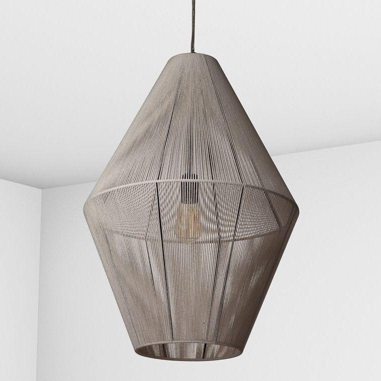 Люстра на тросі з бежевим плафоном 50х71 см патрон Е27