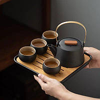 Чайный набор с чайником китайский для чайной церемонии дорожный портативный из 6 предметов